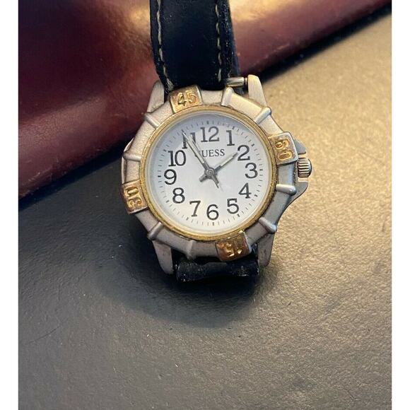 Women's 30mm Two Tone 1993  Guess Watch, Leather Band - Picture 1 of 3